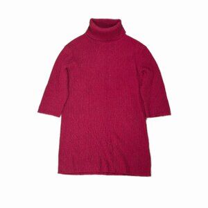 TSE Luxury Cashmere Turtleneck Sweater In Fuchsia Size S